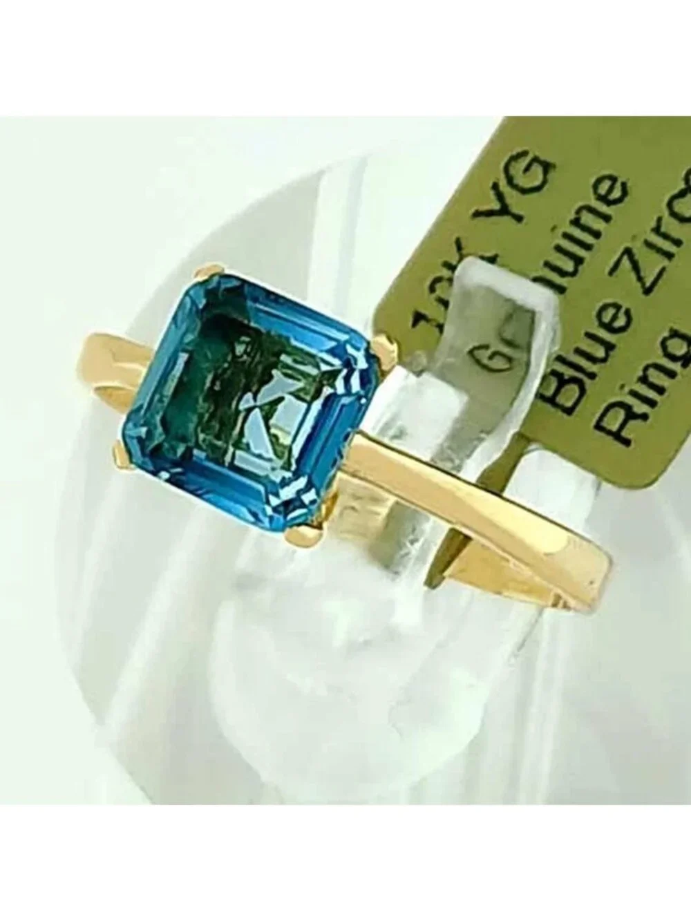 Genuine 1.24 Cts Blue Zircon Solitaire Ring 10k Gold